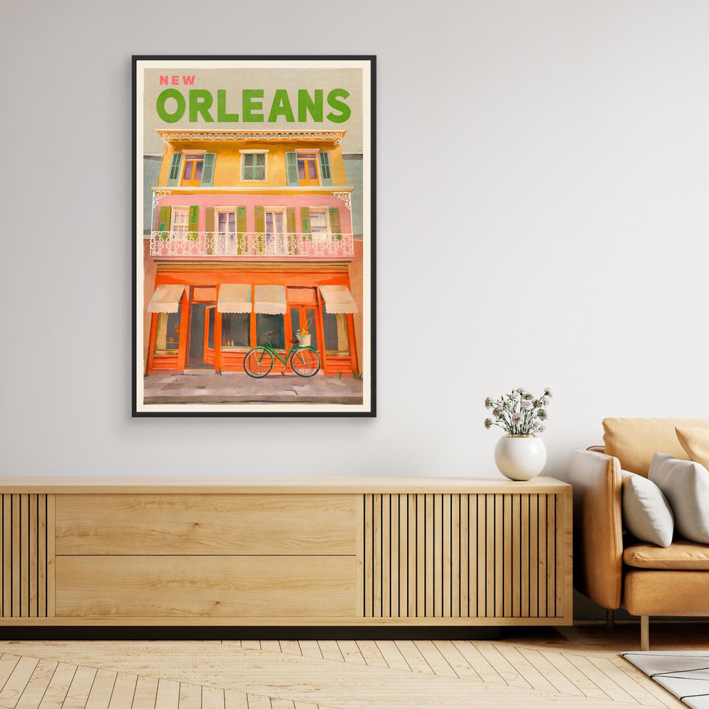 New Orleans Vintage Travel Poster | French Quarter Wall Art - Framed Pop Art