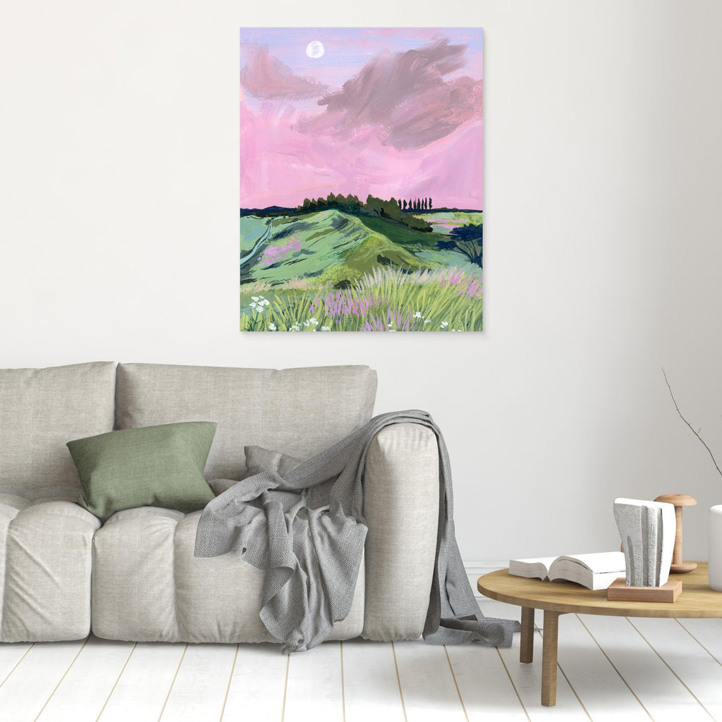 Hallway Wall Art – Pastel Meadow Landscape Canvas Print - Framed Pop Art
