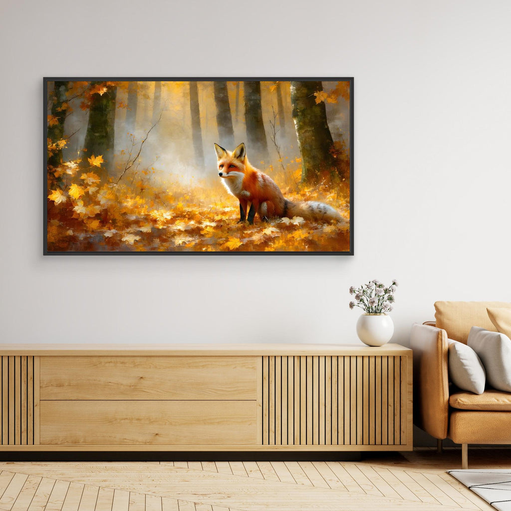 Autumn Fox in Misty Woods Canvas Wall Art