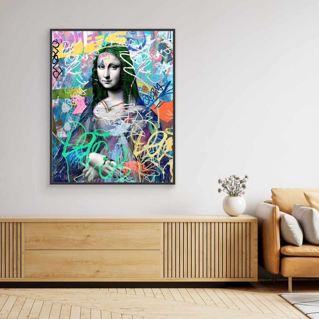 Mona Lisa Graffiti Street Art Canvas | Modern Pop Art Print - Framed Pop Art