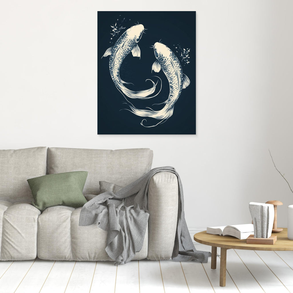 Koi Fish Yin Yang Canvas Print – Japanese Zen Wall Art - Framed Pop Art