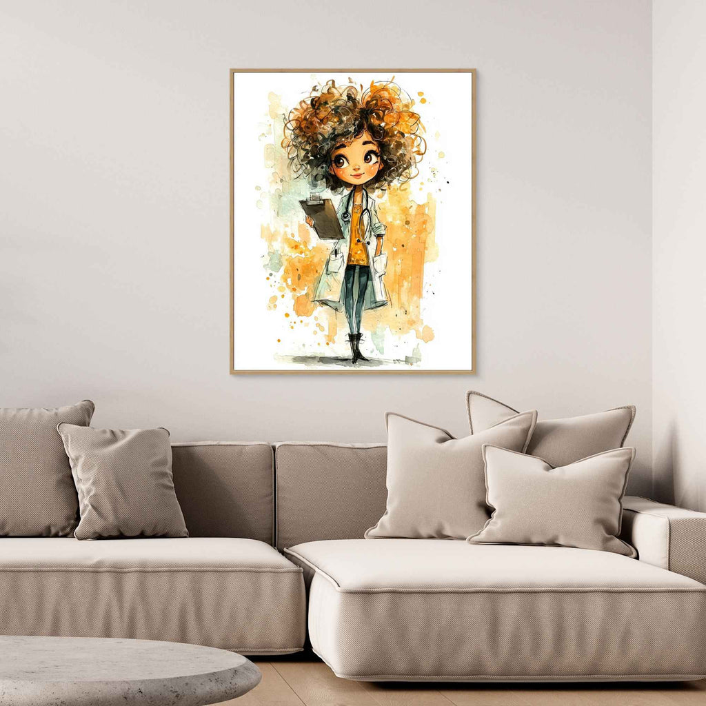 Future Doctor Kids Watercolour Wall Art - Framed Pop Art