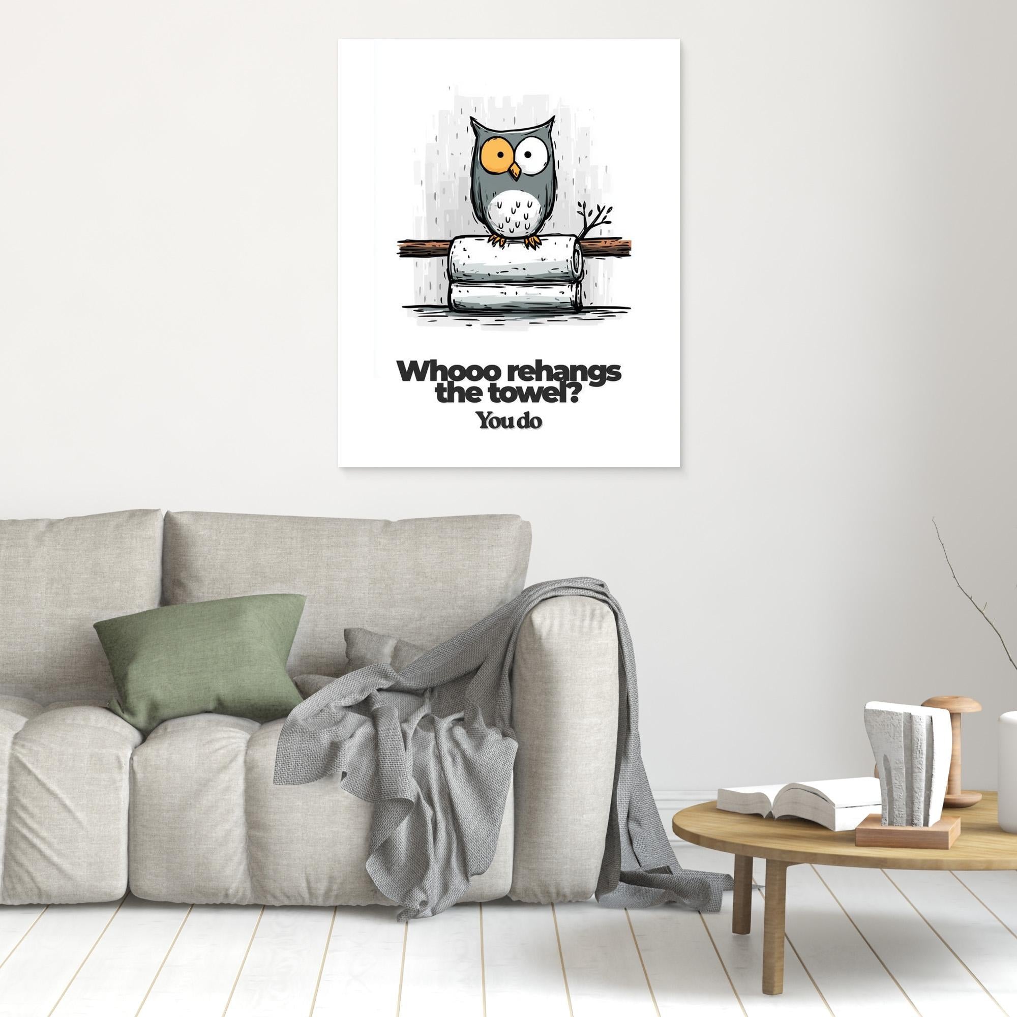 Funny Owl Bathroom Wall Art Print – Rehang The Towel