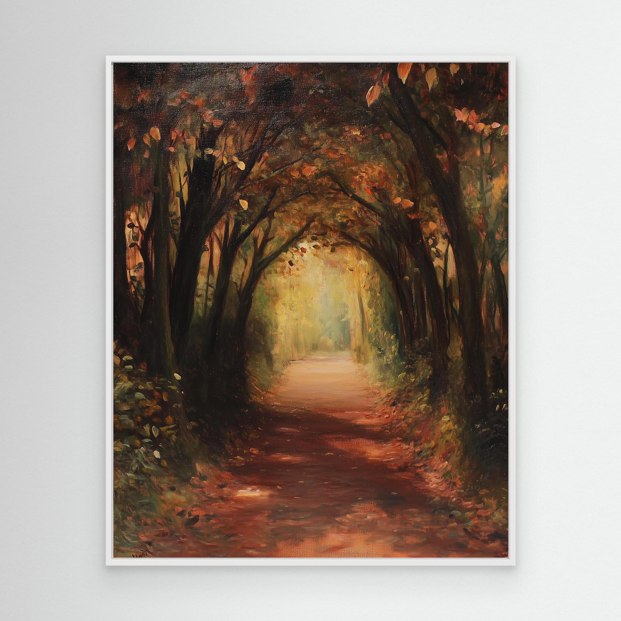 Hallway Autumn Woodland Path Canvas Wall Art Print - Framed Pop Art