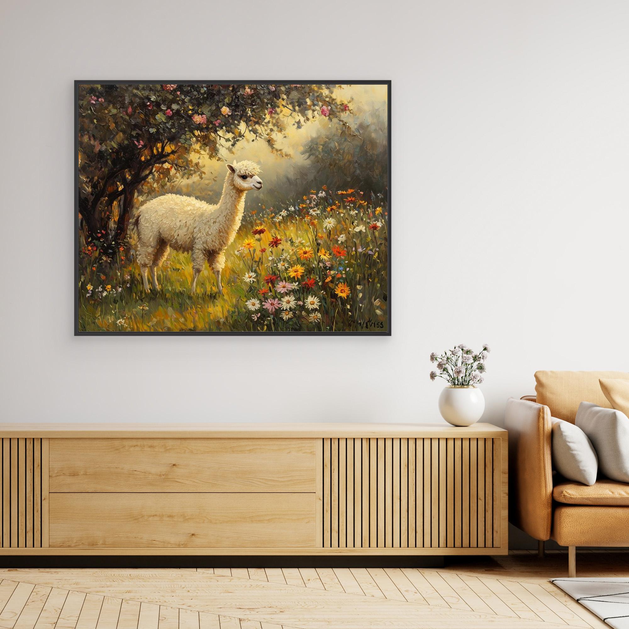 Alpaca Meadow Wall Art Canvas Print for Nursery Room