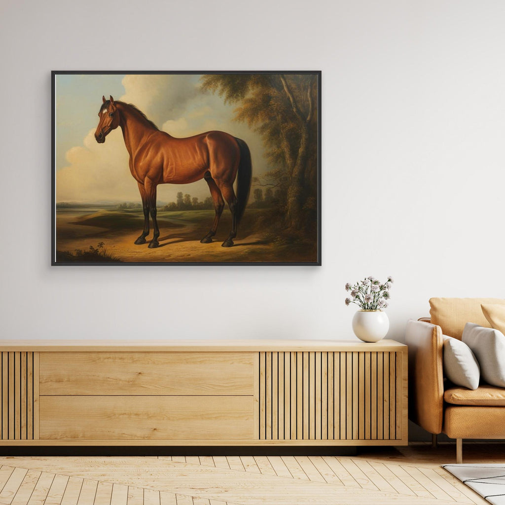 Antique Horse Oil Painting | Traditional Study & Office Decor - Framed Pop Art