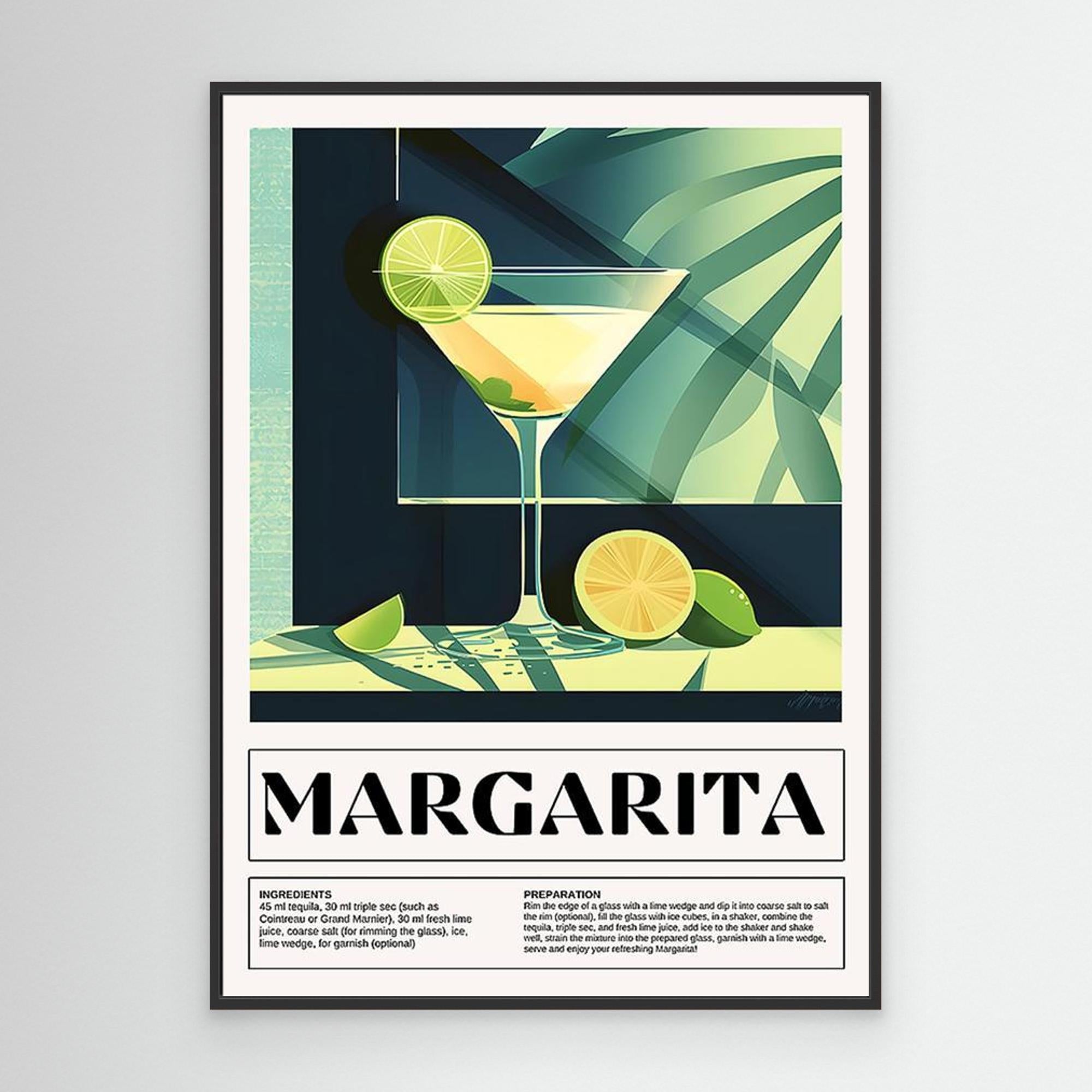 Margarita Cocktail Recipe Wall Art for Home Bar Decor
