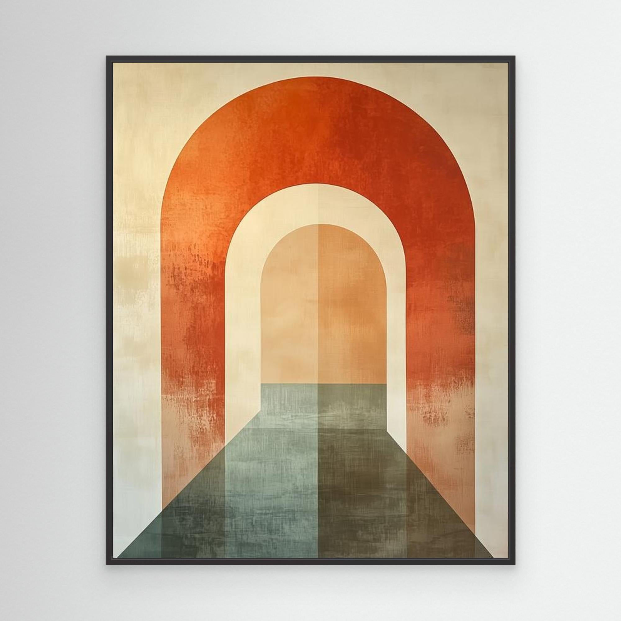 Mid-Century Arch Abstract Canvas Wall Art - Framed Pop Art