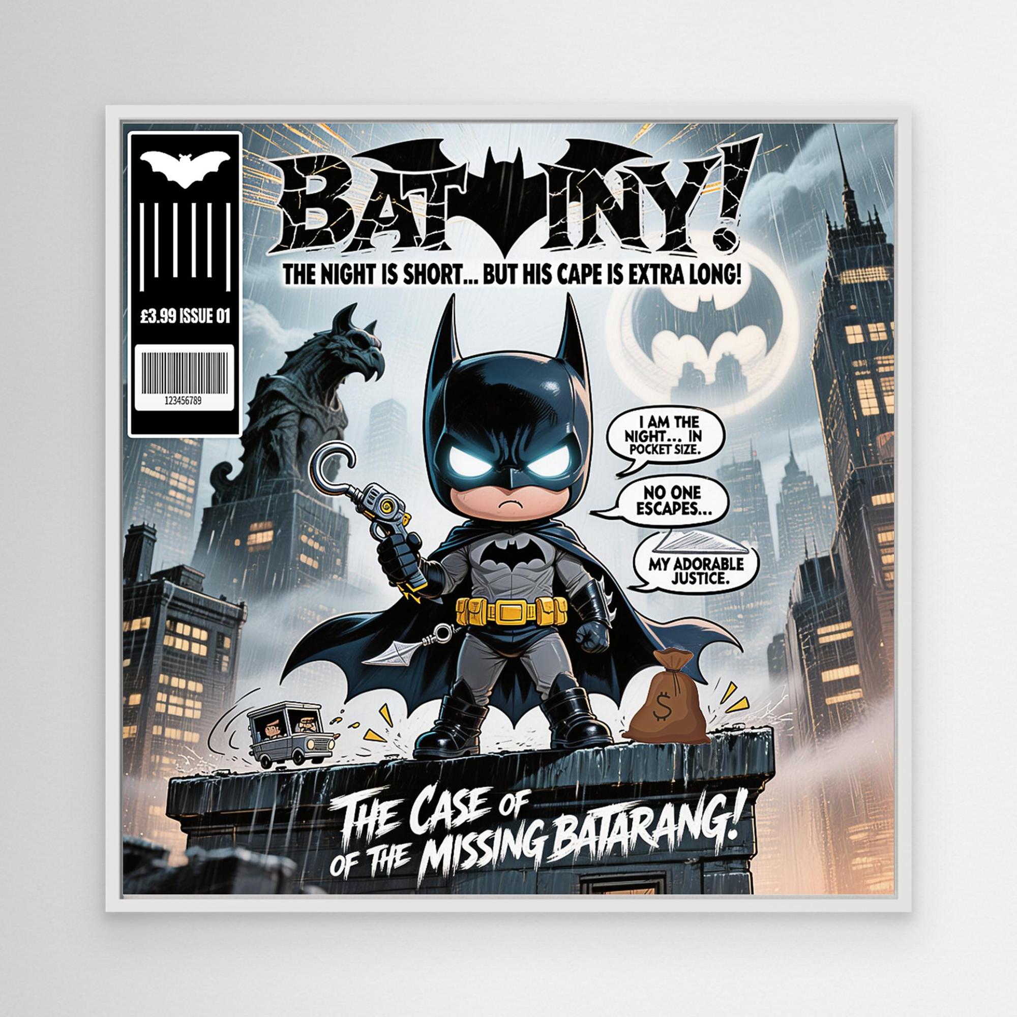 Bat-Tiny Chibi Superhero Art Print | Cute Comic Wall Art