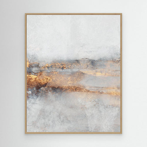 Abstract Gold & Grey Canvas | Modern Luxury Hallway Art - Framed Pop Art