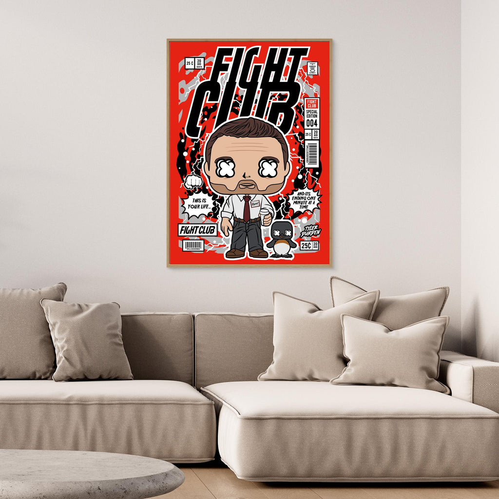 Fight Club Pop Art Canvas – Cool Lounge Wall Decor - Framed Pop Art
