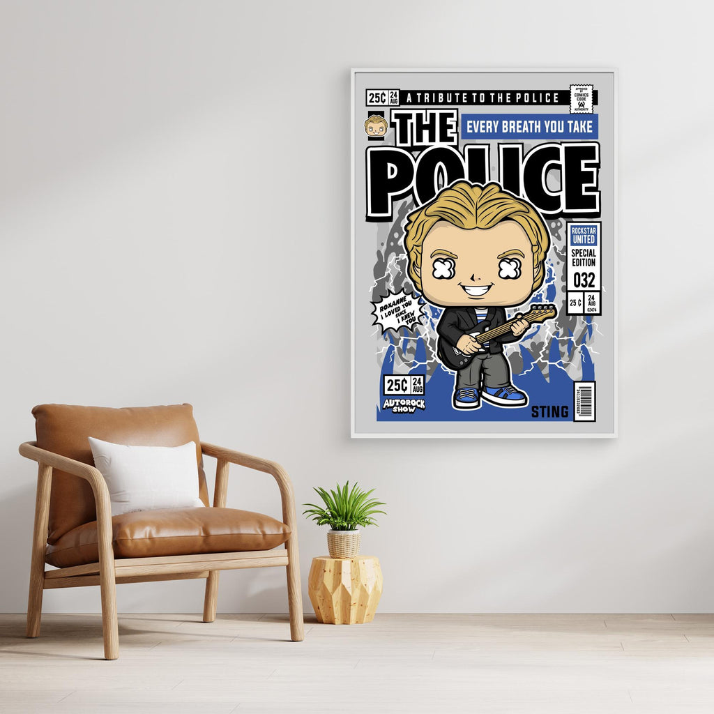 Police Tribute Wall Art Print for Music Rooms & Studios - Framed Pop Art