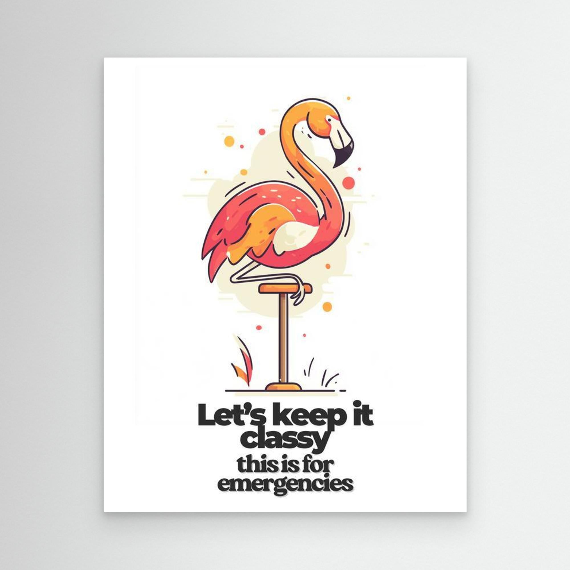 Funny Flamingo Art Print | Classy Bathroom & Bar Decor