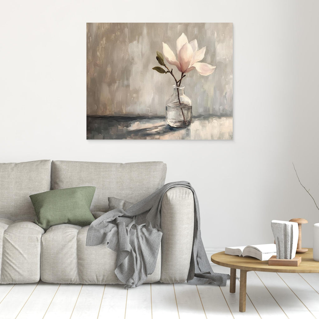 Magnolia in Glass Vase Canvas Print | Calm Floral Wall Art