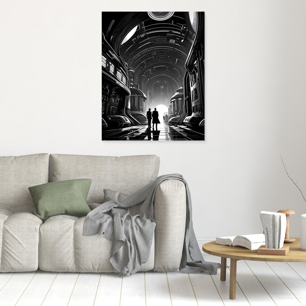 Noir Sci-Fi Detective Wall Art | Futuristic Canvas Print - Framed Pop Art