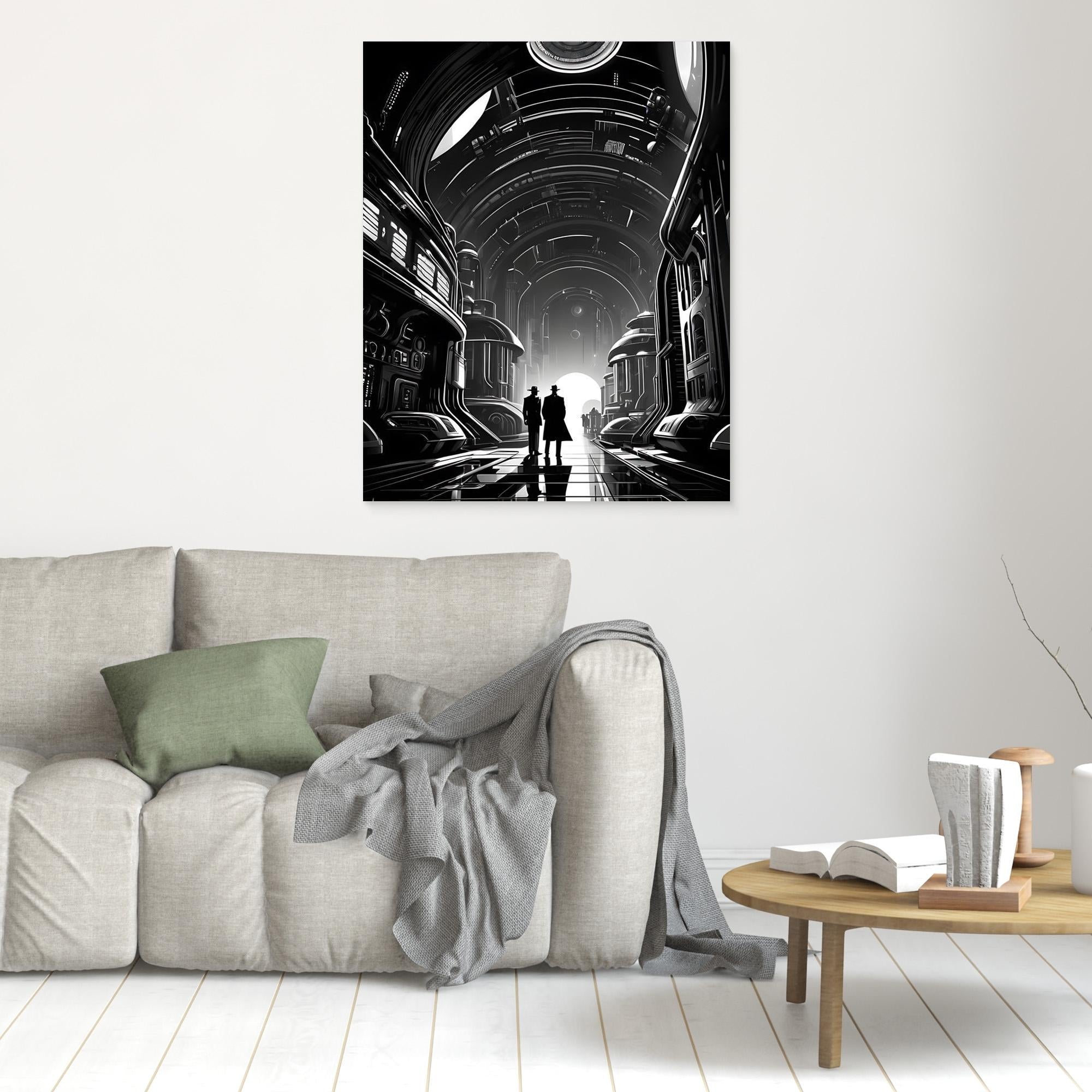 Noir Sci-Fi Detective Wall Art | Futuristic Canvas Print - Framed Pop Art