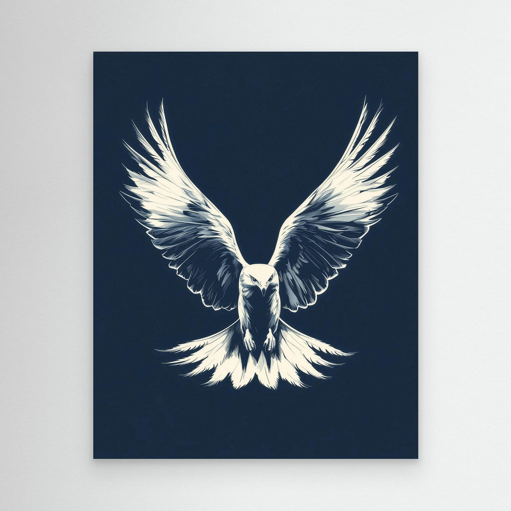 Hallway Wall Art – Navy Eagle Canvas Print - Framed Pop Art