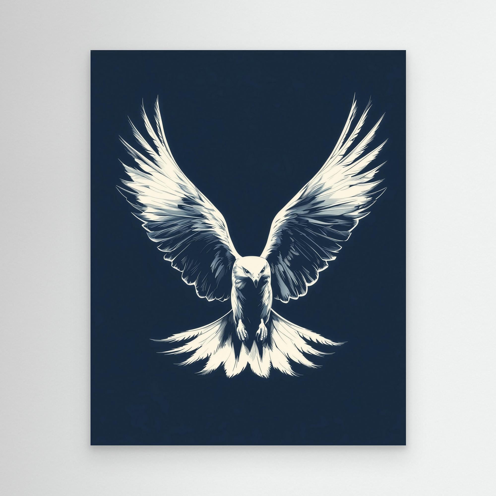 Hallway Wall Art – Navy Eagle Canvas Print - Framed Pop Art