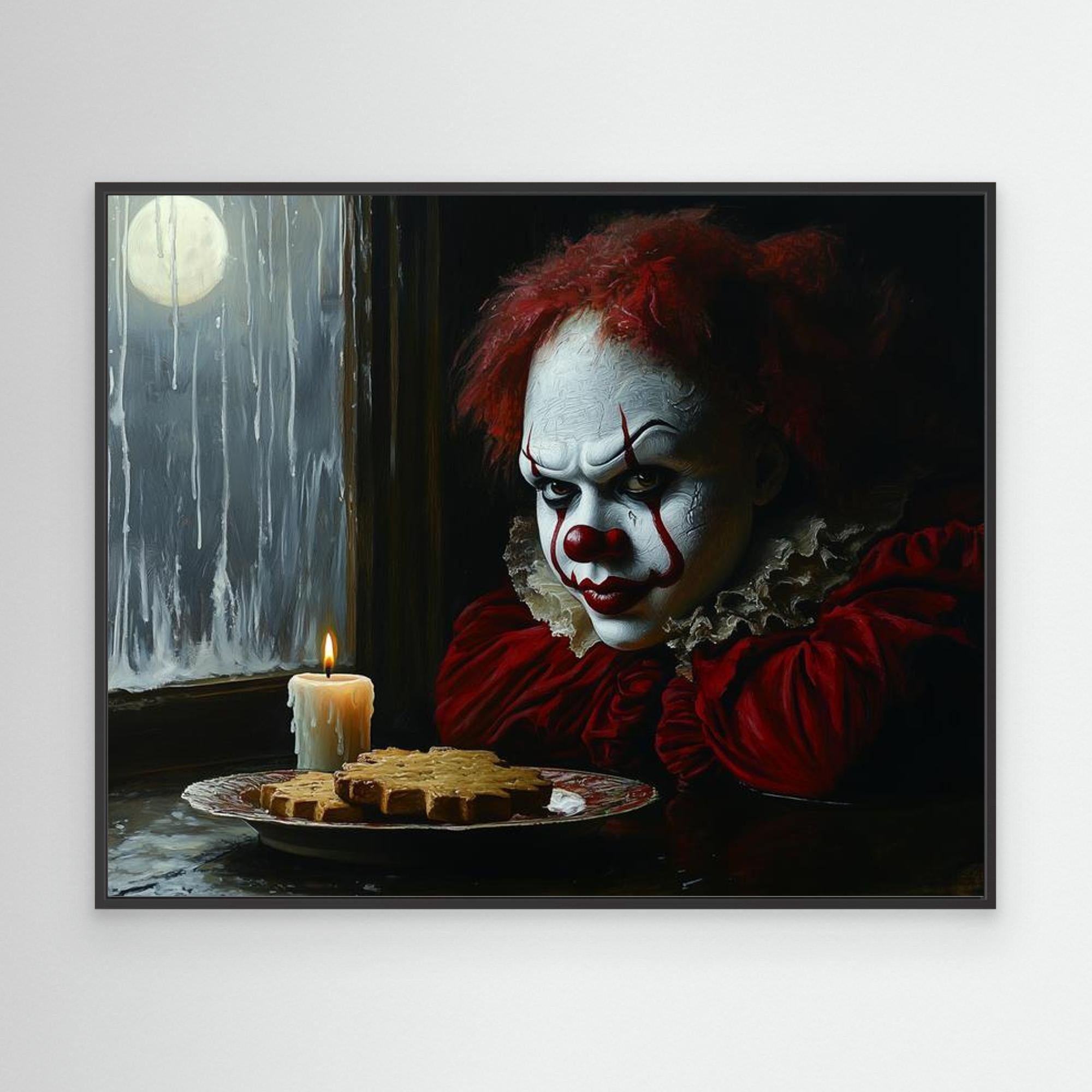 Creepy Clown Horror Canvas Wall Art Print for Night Owls