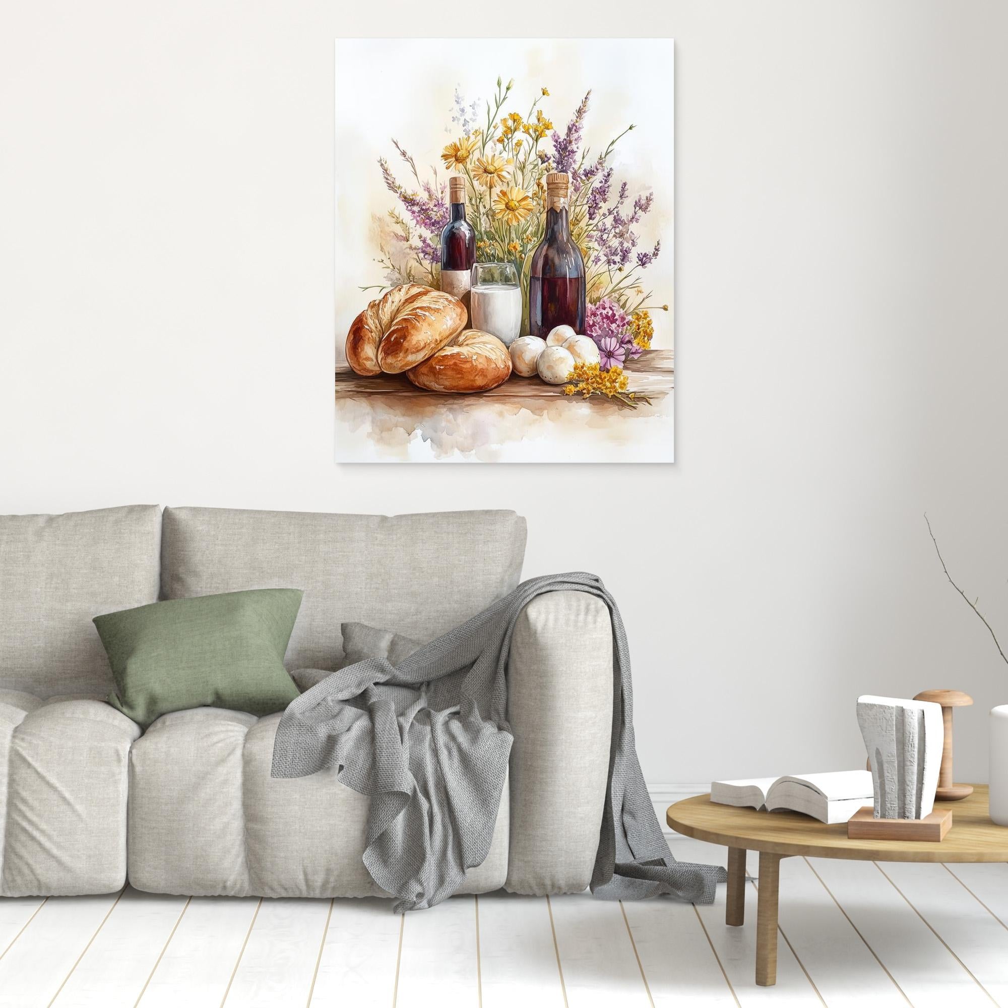 Rustic Kitchen Still Life Watercolour Wall Art | Framed Canvas