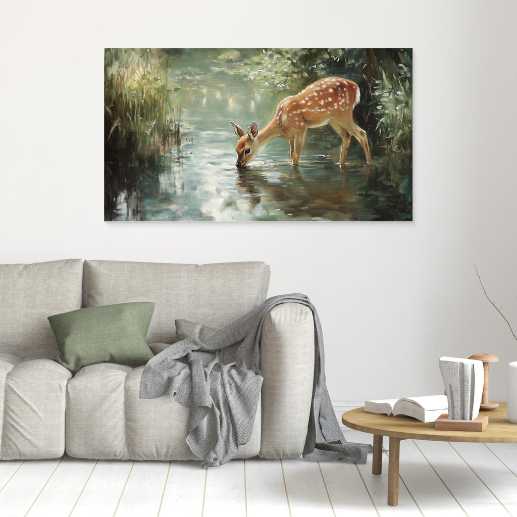 Large Framed Wall Art – Woodland Deer Canvas - Framed Pop Art