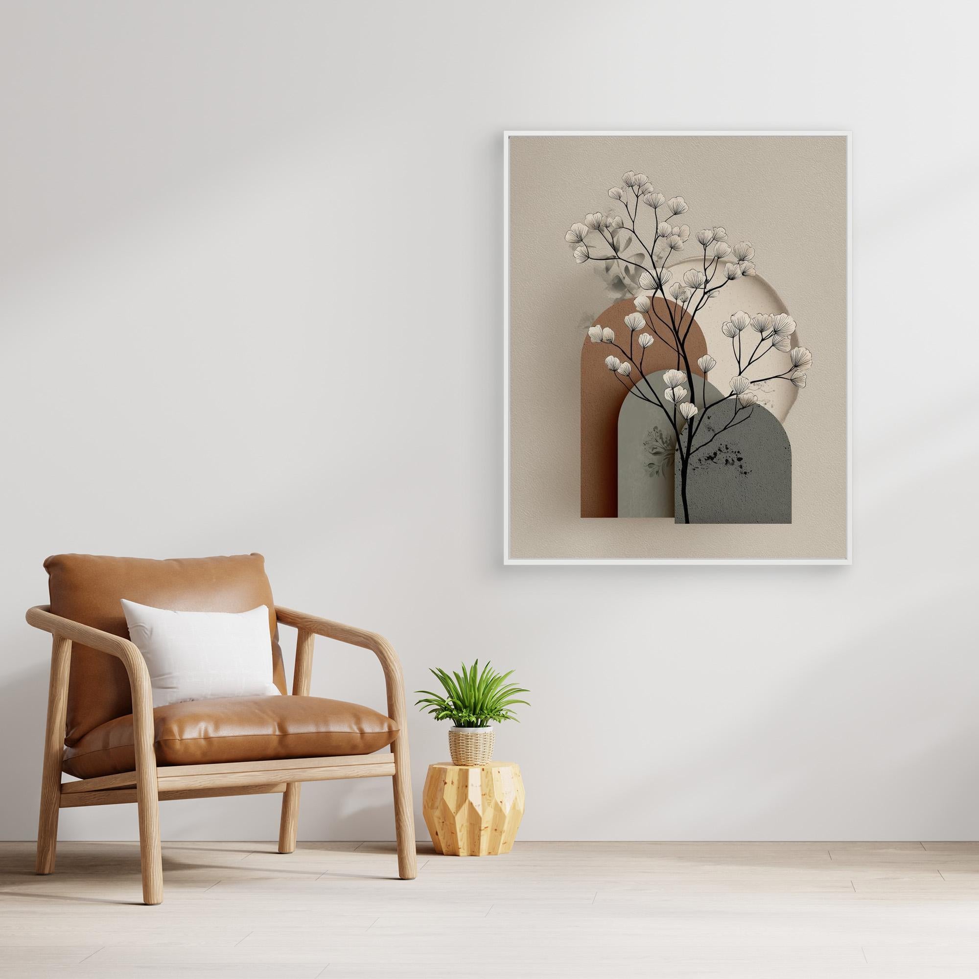 Minimalist Botanical Arch Framed Canvas Wall Art