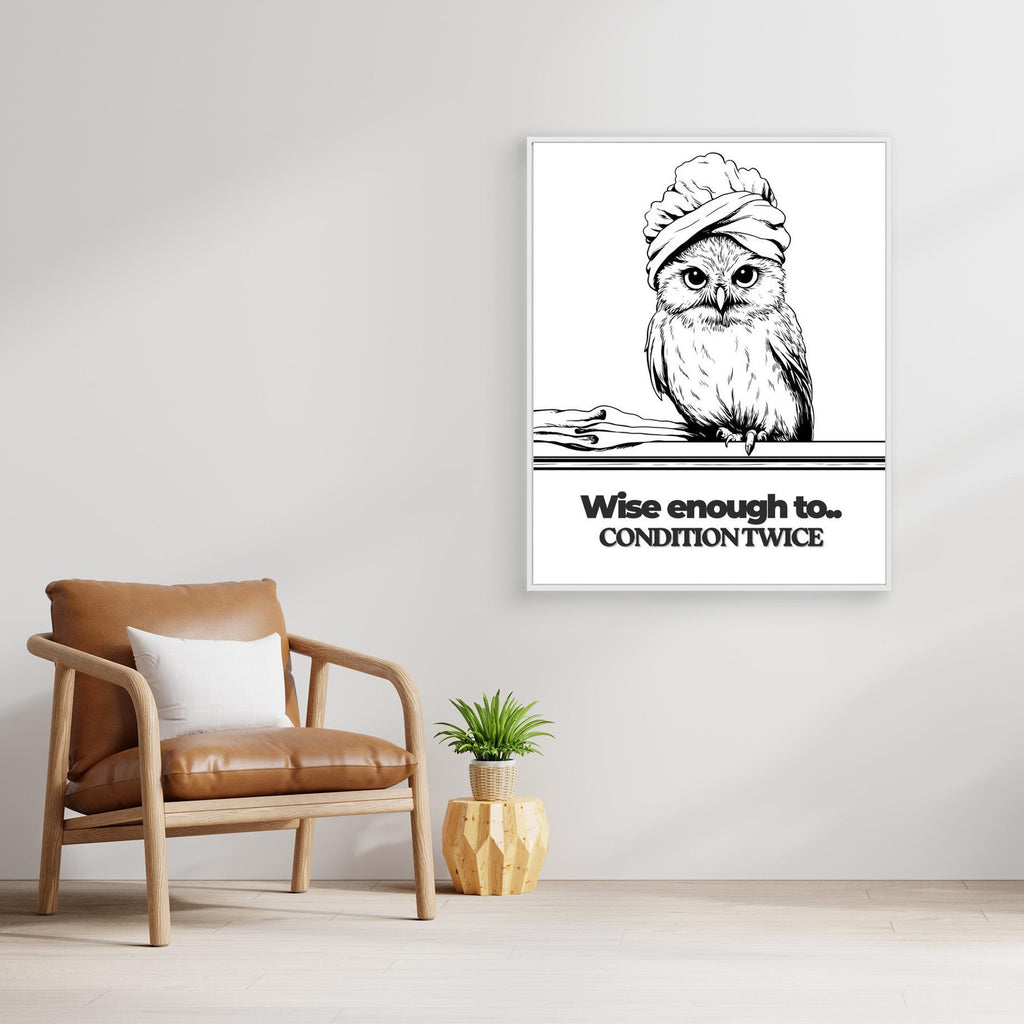 Wise Enough to Condition Twice Owl Wall Art | Funny Bathroom Print