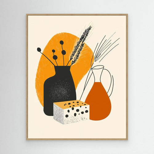 Abstract Still Life Wall Art | Mid-Century Modern Print - Framed Pop Art