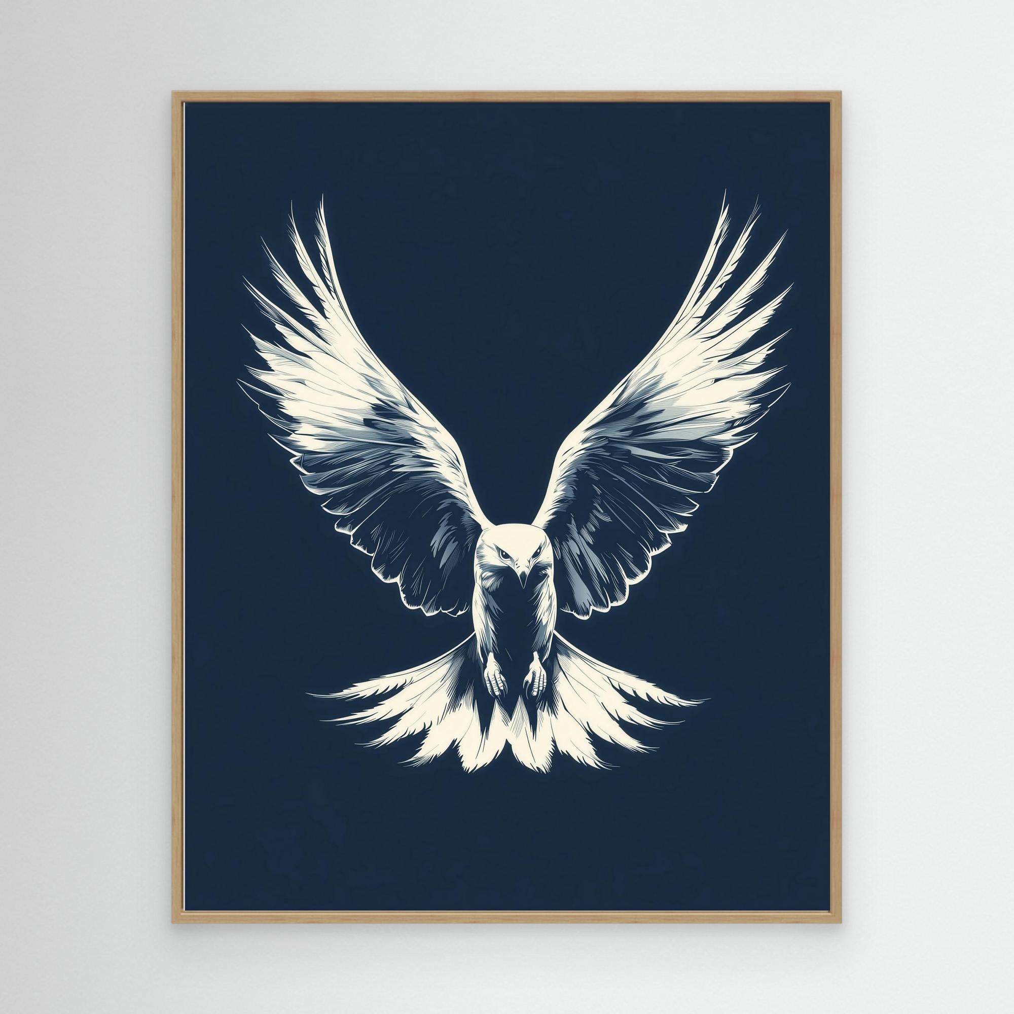 Hallway Wall Art – Navy Eagle Canvas Print - Framed Pop Art