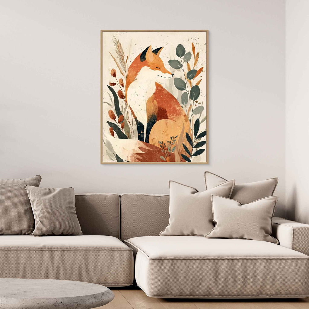 Serene Fox Woodland Canvas Art - Framed Pop Art