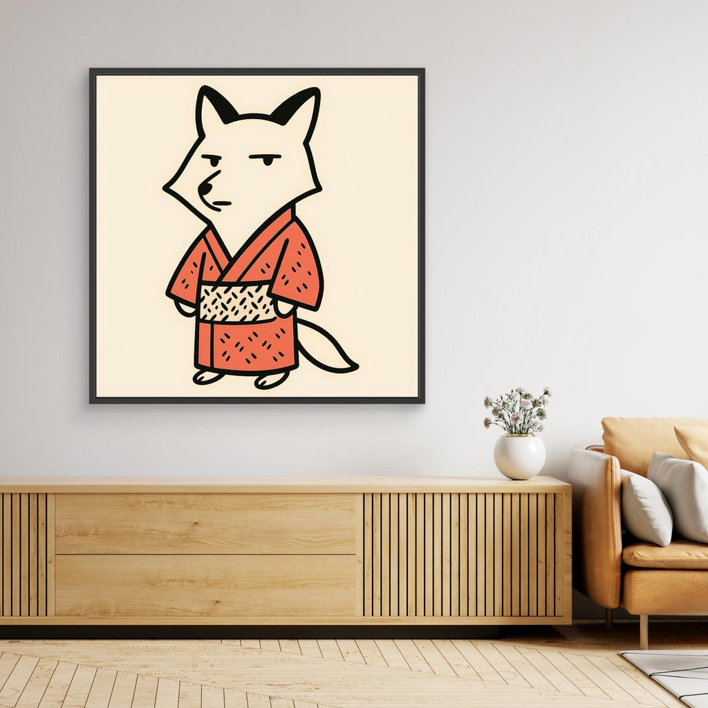Japanese Fox Kimono Wall Art | Nursery & Playroom Decor - Framed Pop Art