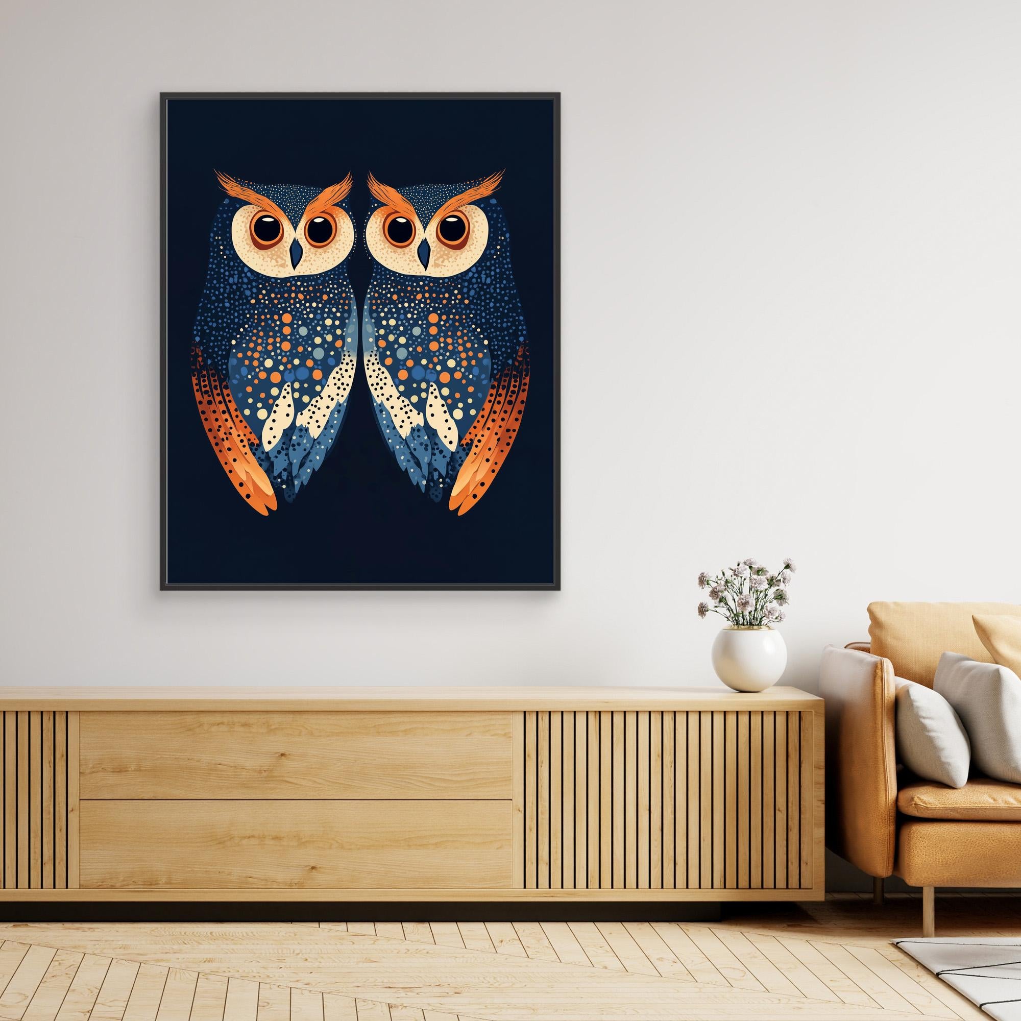 Hallway Wall Art – Modern Owl Canvas Print - Framed Pop Art